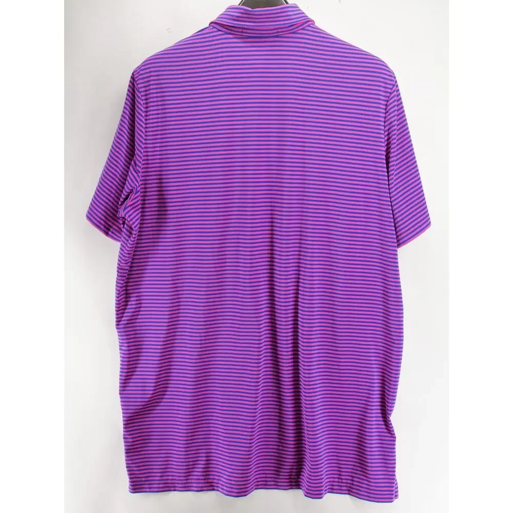 RLX Ralph Lauren Men's XL Pink Blue Striped Performance Golf Polo Shirt Windmill